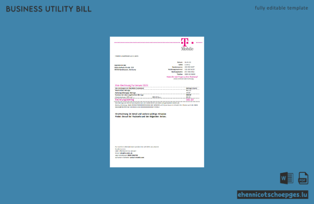 Beispielrechnung für Geschäftskunden der T-Mobile Deutschland GmbH